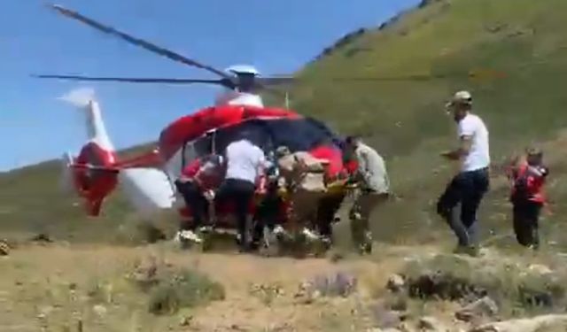 Yaylada yaralanan vatandaş helikopterle hastaneye kaldırıldı
