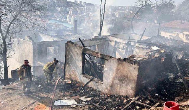 Ankara’da ağaçlık alanda çıkıp gecekondulara sıçrayan yangın söndürüldü