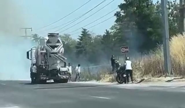 Bolu’da yol kenarına atılan sigara izmariti, kuru otları yaktı