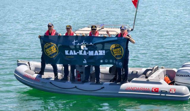 Çekerek Barajı’nda Jandarmadan anlamlı mesaj "Kadına el kalkmaz"