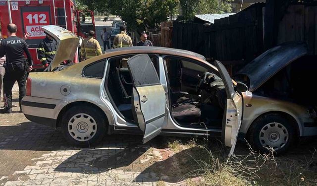Kırıkkale’de ot yangınında otomobil ve garaj zarar gördü