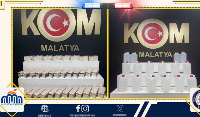 Malatya’da kaçak makaron ve etil alkol ele geçirildi