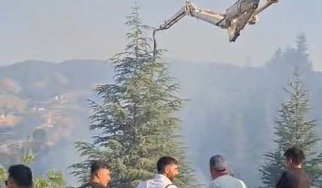 Malatya’daki orman yangınına beton pompasıyla destek