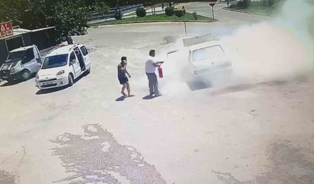Marketten çıkıp Tofaş aracına bindi, 10 metre sonra dumana boğuldu