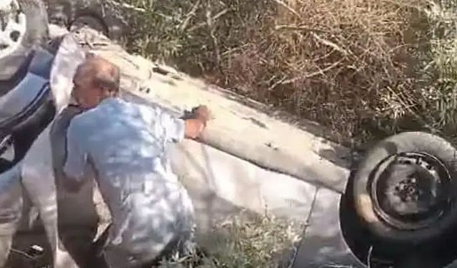 Milas’ta araç şarampole yuvarlandı: 1 yaralı