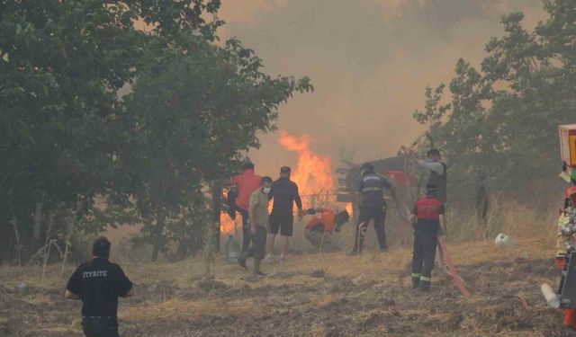 Orman yangının evlere sıçramaması için yoğun mücadele veriliyor