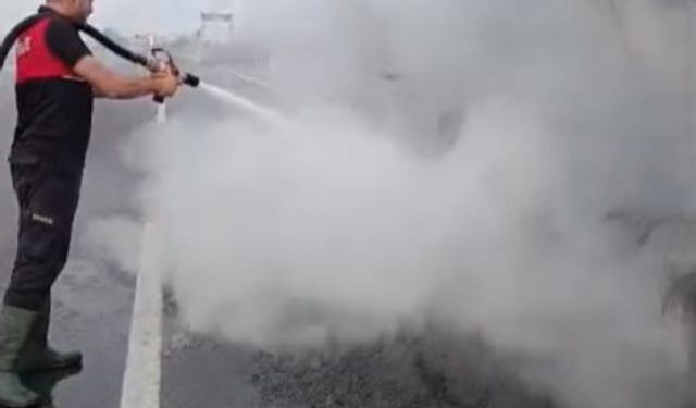 Osmaniye’de asfalt yüklü tankerde çıkan yangın söndürüldü