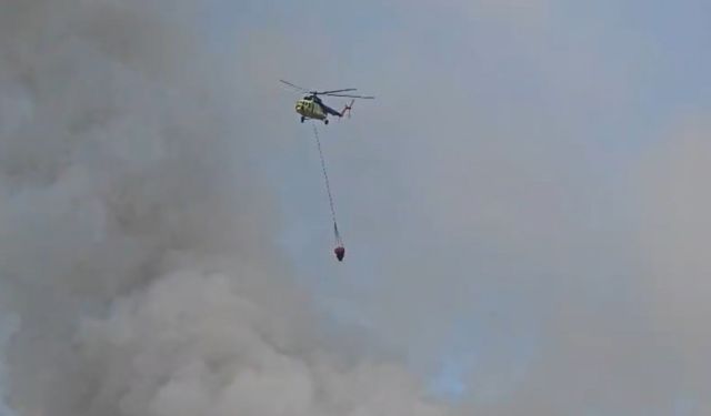 Seyitgazi’de yangına havadan müdahale