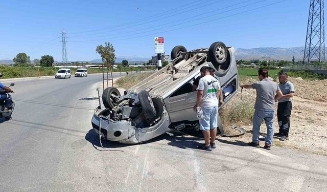 Takla atıp sürüklenen araçtan burnu bile kanamadan çıktı