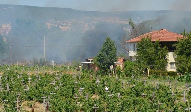 Tunçbilek yolu yakınında çıkan yangın kısa sürede kontrol altına alındı