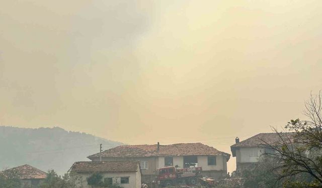 Uşak’ta havadan ve karadan müdahale edilen orman yangınında 1 köy tahliye ediliyor