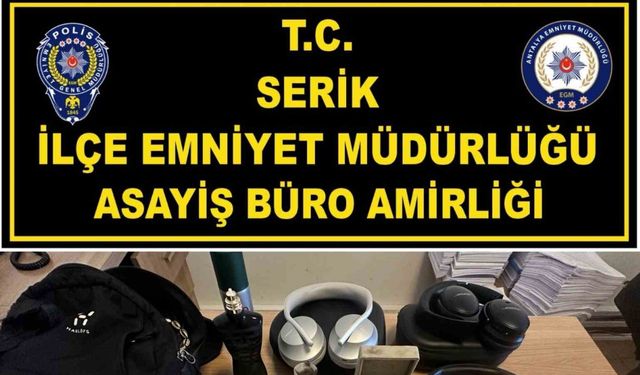 Villadan hırsızlık yapan şüpheli, çalıntı eşyalarla birlikte Alanya’da yakalandı