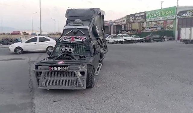 Aracını adeta tanka çevirdi, polis trafikten men edip ehliyete el koydu