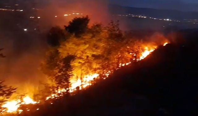 Ardahan’da anız ve fidanlık yangını geceyi aydınlattı