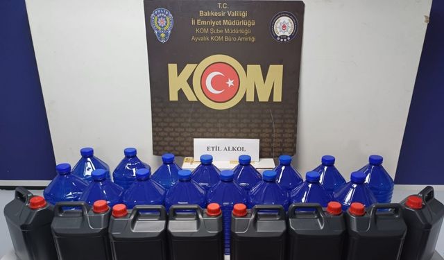 Ayvalık’ta 120 litre etil alkol ele geçirildi
