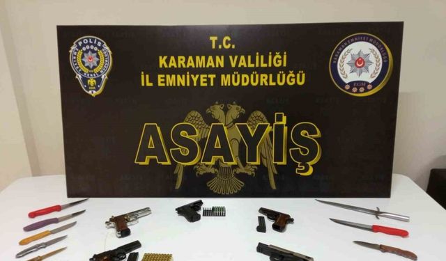 Karaman’da uyuşturucu, kaçak tütün ve ruhsatsız silahlar ele geçirildi