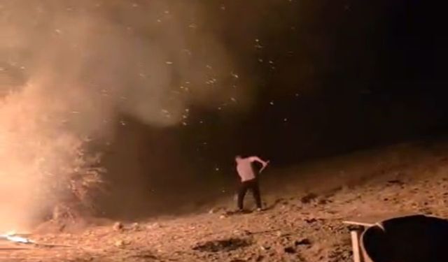 Kavun satış tezgahı alevlere teslim oldu