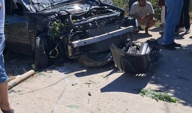 Önce aydınlatma direğine, sonra ağaca çarptı: 2 yaralı