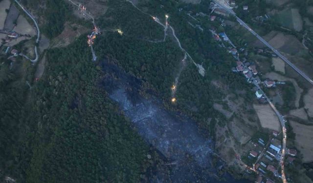 Orman yangınındaki acı tablo havadan görüntülendi