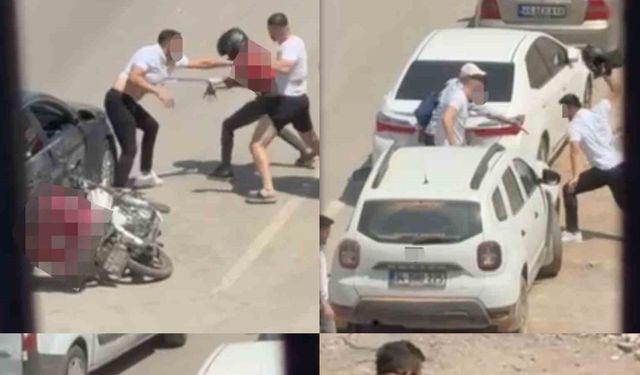 Otomobilden inen şahıslar, motokuryeyi tekme tokat dövdü