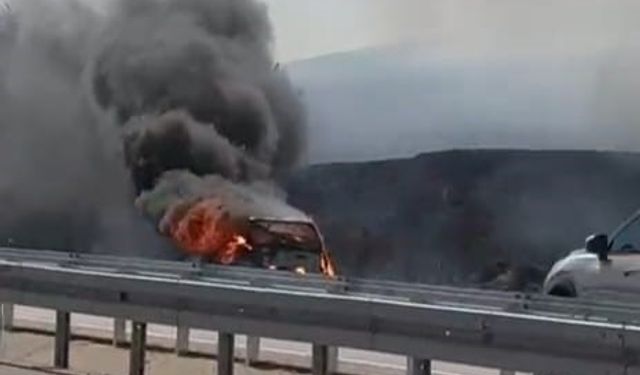 Tekirdağ’da LPG’li otomobil alevlere teslim oldu, yangın tarlaya sıçradı