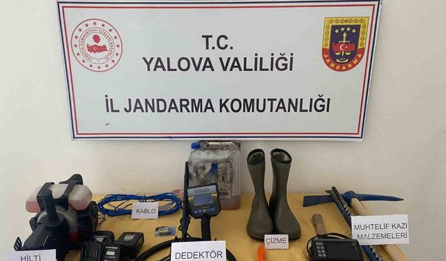 Yalova’da kaçak kazı yapan 3 şüpheli gözaltına alındı