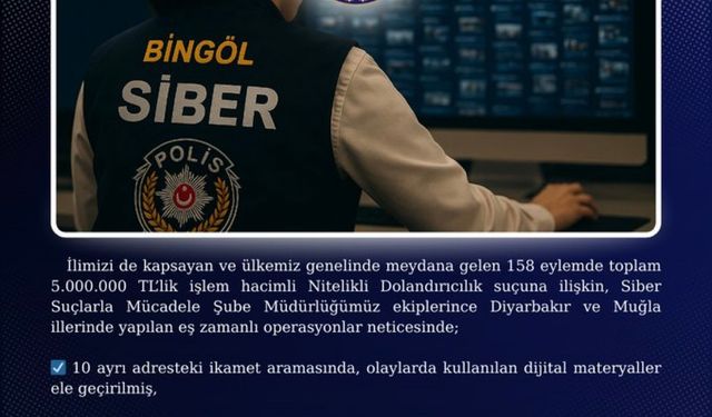 Bingöl merkezli 3 ilde dolandırıcılık operasyonu: 4 tutuklama