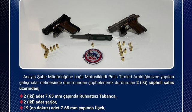 Bingöl’de 2 ruhsatsız tabanca ele geçirildi