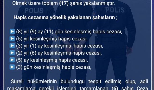 Bingöl’de aranan 17 şahıs yakalandı