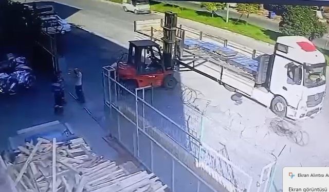 Bisikletiyle forklifte çarpan çocuk hastaneye kaldırıldı