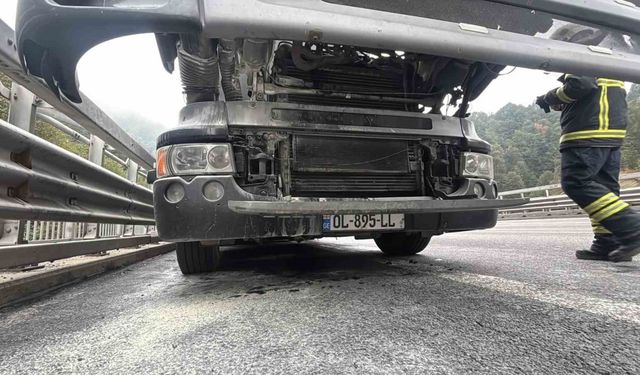 Bolu’da mobilya yüklü kamyon alev aldı: Erken müdahale faciayı önledi