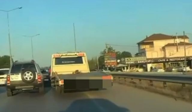 Düğün konvoyunda tehlike saçan çekici sürücüsüne 19 bin 527 TL para cezası