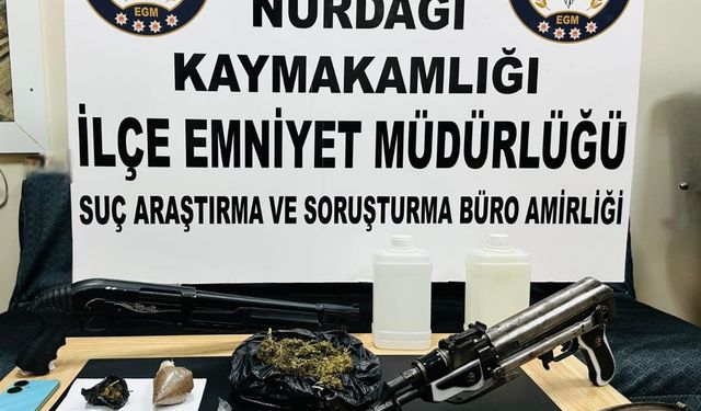 Gaziantep’te silah ve uyuşturucu operasyonu: 1 gözaltı