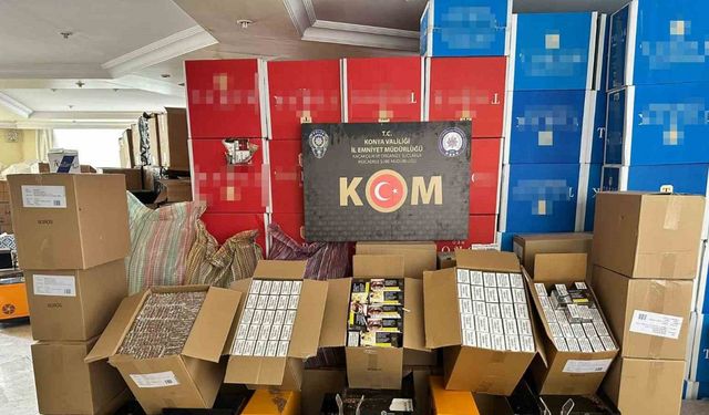 Konya’da kaçak sigara üretilen eve baskın: 220 bin makaron ele geçirildi