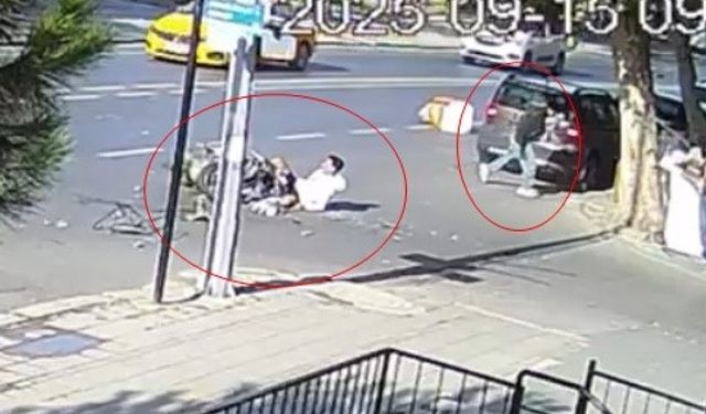 Motosiklet kasasıyla birlikte otomobilin üzerinden uçtu
