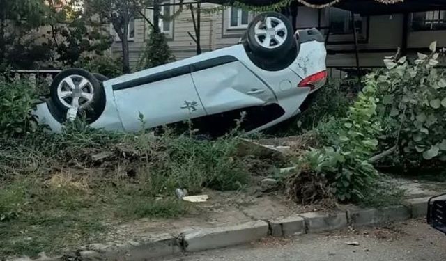 Otomobil takla atı, sürücü kazayı yara almadan atlattı