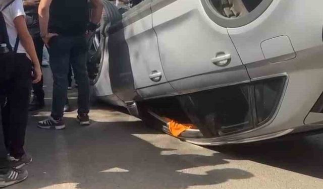 Otomobil takla attı ehliyetsiz sürücü olay yerinden kaçtı