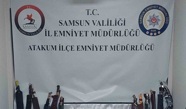 Samsun’da polis ruhsatsız silah ve çok sayıda bıçak ele geçirdi