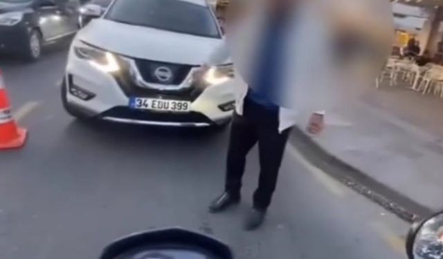 Ters yöne girip motorcunun üstüne sürdü: Tekirdağ’da otomobil sürücüyle motorcu arasında tartışma saniye saniye kameralara yansıdı