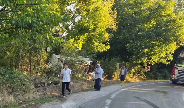 Virajı alamayan minibüs devrildi: 2 yaralı