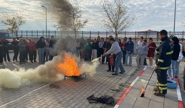 Babaeski KYK kız yurdunda yangın eğitimi
