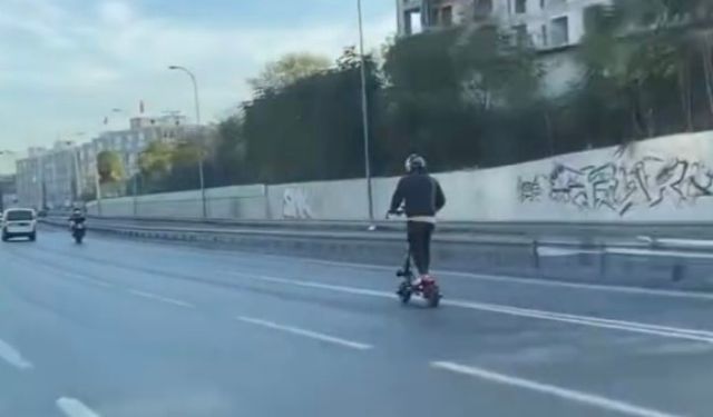 Bayrampaşa’da elektrikli scooter’la tehlikeli yolculuk kamerada
