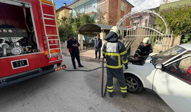 Burdur’da otomobilde yangın