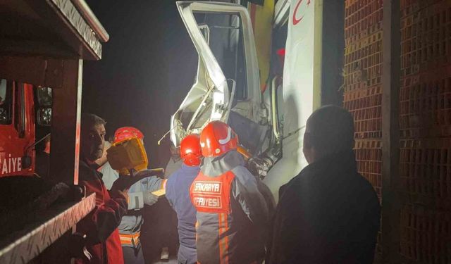 Canlı tavuk yüklü tır başka bir tıra arkadan çarptı: Kabinde sıkışan sürücüyü itfaiye kurtardı