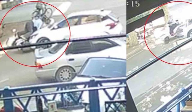 Kaza anları kamerada: Bir ay geçmeden ikinci defa aynı motosikletliye otomobil çarptı