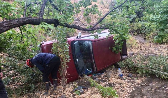 Malatya’da virajı alamayan pikap şarampole uçtu: 2 yaralı