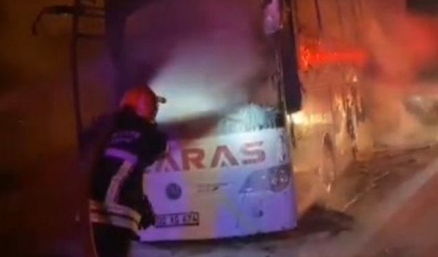 Osmaniye’de seyir halindeki yolcu otobüsü alev alev yandı