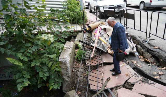 Samsun’da istinat duvarı ve kaldırım çöktü: Dükkan ve bodrum kat kullanılamaz hale geldi