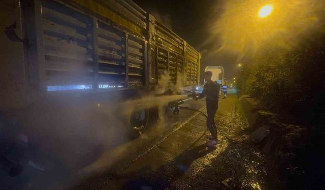 Zonguldak’ta tırın lastikleri alev aldı, zincirleme kaza yaşandı
