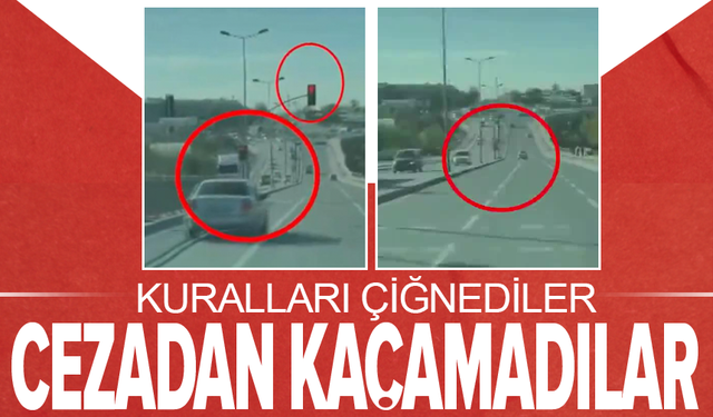 Kırmızı ışık ihlali yapan sürücüler "pes" dedirtti